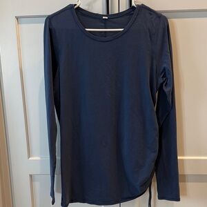 Lululemon Long Sleeve Navy Crewneck Top with adjustable cinch on the side